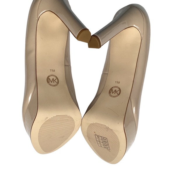Michael Kors Nude Patent Leather Platform Pumps Heels Round Toe Size 11M Beige - Picture 2 of 13